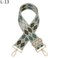 Detail of adjustable argyle woven strap with high-gloss gold metal swivel lobster clasps - Matcha Green