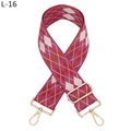 Detail of adjustable geometric jacquard shoulder strap with golden metal lobster clasps - Deep Rose (L-16)