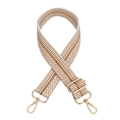 Adjustable wide canvas replacement shoulder strap with brown and white arrow patterns - Brown / Silver