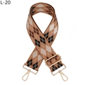 Detail of adjustable argyle jacquard strap with gold metal buckles for handbags - Brown (L-20)