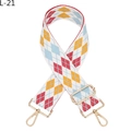 Detail of adjustable argyle jacquard strap with colorful patterns and gold metal clips - White (L-21)