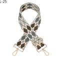 Macro detail of adjustable jacquard argyle bag strap with gold metal lobster clasps - Beige (L-25)