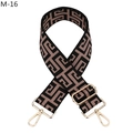 Detail of jacquard woven geometric strap with pale gold metal swivel hooks and adjuster - M-16 Flesh Pink
