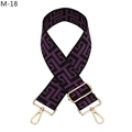 Detailansicht des lila-schwarzen geometrischen Jacquard-Musters auf dem breiten Gurt - Silberverschluss / M-18 Lila
