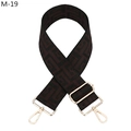 Detail of adjustable woven guitar strap with geometric pattern and gold metal hooks - M-19 Dark Coffee