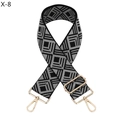 Dettaglio tracolla larga con motivo a rombi e moschettoni in metallo dorato lucido - Chiusura in Argento / Rombo Nero Grigio (X-8)