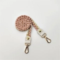 Detail of pink and beige braided cotton strap with gold metallic threads and lobster clasps - 80cm Length / Pink