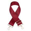 Détail de la bandoulière réglable en nylon rouge vin avec matériel doré pour sacs - No 5 Rouge Vin