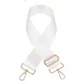 Dettaglio della tracolla regolabile in nylon bianco con ganci e fibbia in metallo dorato - Chiusura in Argento / N. 8 Bianco