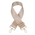 Détails de la bandoulière en nylon beige avec mousquetons rotatifs en métal doré - No. 9 Kaki