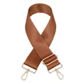 Détail de la bandoulière réglable en nylon marron avec crochets en métal doré poli - No.10 Marron Multicolore à Carreaux