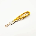 Handwoven yellow and beige strap with gold lobster clasp for bags and keychains - Silver Clasp / Yellow