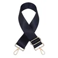 Détail de la bandoulière réglable en nylon bleu foncé avec crochets en métal doré - N°14 Bleu