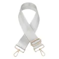 Dettaglio della tracolla in nylon grigio con ganci in metallo dorato lucido - Chiusura in Argento / No. 15 Argento