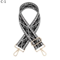 Detail of adjustable black and white geometric bag strap with gold metal hardware - Black White Diamond (C-1)
