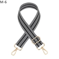 Bandoulière réglable en jacquard noir et blanc avec mousquetons et boucles en métal doré - M-6 Noir