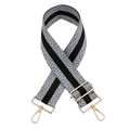 Verstellbarer breiter Taschenriemen mit Leopardenstreifen und goldfarbenen Haken - Goldschnalle / Grau mit schwarzen Streifen