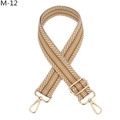 Détail de la bandoulière jacquard réglable avec fermoirs mousquetons dorés pour sacs - M-12 Brun Clair