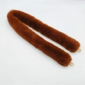 Dark brown faux fur shoulder strap with gold metal rings for crossbody bags - Brown