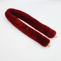 Faux fur plush handbag shoulder strap in dark red with golden metal hooks for women - Burgundy