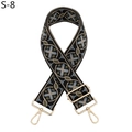 Detail showing ethnic style woven shoulder strap with geometric patterns and gold hardware - Black and Army Green (S-8)