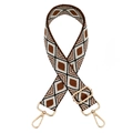 Tracolla regolabile in jacquard con motivo geometrico a rombi e fibbie dorate - Cachi Fibbia Dorata