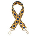 Adjustable colorful diamond pattern jacquard shoulder strap with gold metal lobster clasps - Yellow Webbing with Gold Buckle