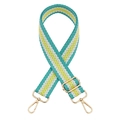 Adjustable woven shoulder strap for bags with blue wavy pattern and gold metal hardware - Light Green with Gold Buckle