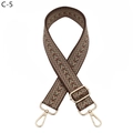 Détail d'une bandoulière tissée rétro réglable avec des fermoirs mousquetons dorés - C-5 Kaki Vert Armée / Fermoir en Argent