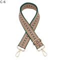 Détail de la bandoulière réglable tissée avec motif chevron vert orange et crochets dorés - C-6 Vert Orange / Fermoir en Argent