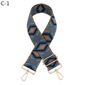 Detalle de correa jacquard geométrica azul y marrón con ganchos giratorios dorados - Azul Con Hebilla de Plata (C-1)
