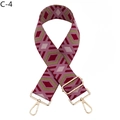 Detail of diamond pattern woven shoulder strap with gold swivel hooks and metal hardware - Watermelon Red With Silver Buckle (C-4)