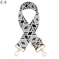 Detalle de correa ancha de jacquard con rombos geométricos y hebillas de metal oro - Blanco y Negro Con Hebilla de Plata (C-5)