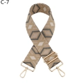 Detail of diamond pattern woven bag strap with gold lobster clasps and adjusters - Khaki With Gold Buckle (C-7)