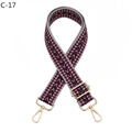 Detailed view of adjustable woven strap with pink geometric patterns and gold metal hooks - Gray Red Geometric Arrow Style (C-17)