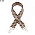 Detail of adjustable woven ethnic pattern strap with light gold metal spring hooks - Coffee Ethnic Herringbone Style (C-18)