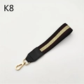 Detail of red-brown striped woven strap with gold glitter and metallic swivel hook - Wine Red Gold Line