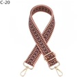Detail of adjustable geometric patterned bag strap with durable golden metal lobster claws - Pink Green Ethnic Geometric Style (C-20)