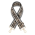Tracolla regolabile con stampa leopardata, ganci dorati e bordi a righe su base bianca - Leopardato Fibbia Dorata