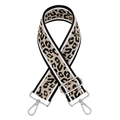 Tracolla regolabile con stampa leopardata, ganci in metallo argento e bordi a righe - Leopardato Fibbia Argentata