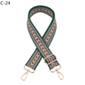 Detail of adjustable woven chevron strap with gold lobster clasps and geometric pattern - Green Orange Vintage Geometric Style (C-24)