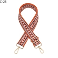 Close-up of adjustable woven shoulder strap with orange and pink geometric V-patterns - Bright Orange Bohemian Style (C-25)