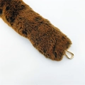 Faux fur winter wrist strap with leopard print pattern and golden metal spring clasp - Dark Brown