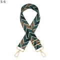 Detail of adjustable woven bag strap with green herringbone pattern and gold metal hardware - S-6 Green (Gold Buckle)