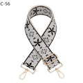 Detail view of ethnic floral woven shoulder strap with gold metal hooks and adjuster - Black Grey Floral (C-56) / Silver Clasp