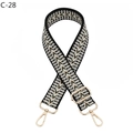 Close-up of adjustable woven shoulder strap with gold lobster clasps and herringbone pattern - Silver Clasp / Black Matcha Green Herringbone Style (C-28)