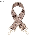 Detail of floral pattern jacquard woven strap with golden metal swivel hooks - Flesh Pink Coffee Floral (C-58) / Silver Clasp