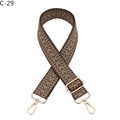 Close-up of bohemian woven shoulder strap with jacquard pattern and gold metal hooks - Dark Khaki Ethnic Style (C-29)