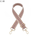 Detail of red and blue geometric woven replacement strap with gold metal buckle - White Light Blue Ethnic Style (C-30)
