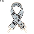 Adjustable light blue floral embroidered wide replacement strap for crossbody bags - Light Blue Black Floral (C-59) / Silver Clasp